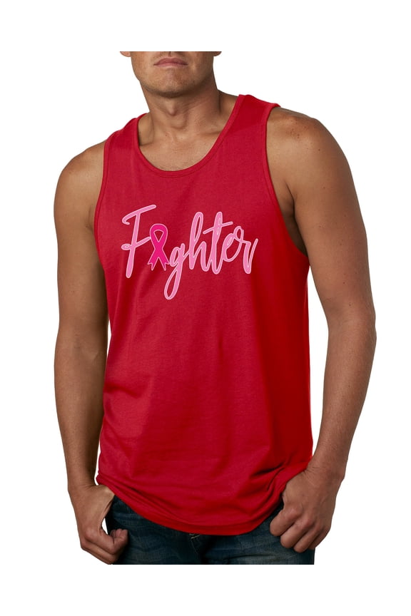 , Fighter Breast Cancer Survivor, Breast Cancer Awareness, Men Graphic Tank Top, Red, Large