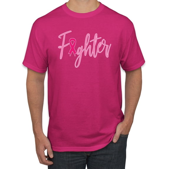 Wild Bobby, Fighter Breast Cancer Survivor, Breast Cancer Awareness, Men Graphic Tee, Fuschia, 4X-Large