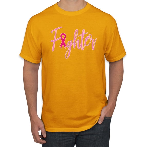 Wild Bobby, Fighter Breast Cancer Survivor, Breast Cancer Awareness, Men Graphic Tee, Gold, Large