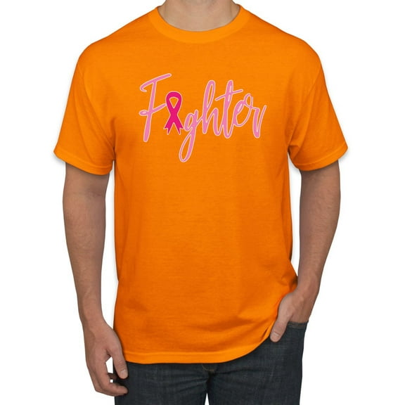 Wild Bobby, Fighter Breast Cancer Survivor, Breast Cancer Awareness, Men Graphic Tee, Orange, Medium