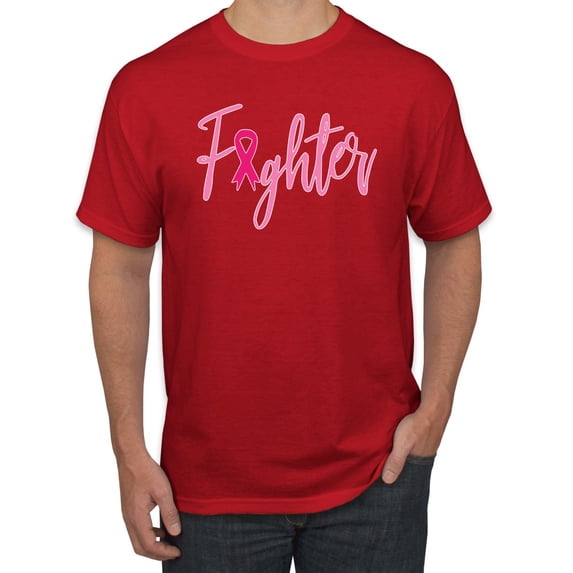 Wild Bobby, Fighter Breast Cancer Survivor, Breast Cancer Awareness, Men Graphic Tee, Red, X-Large