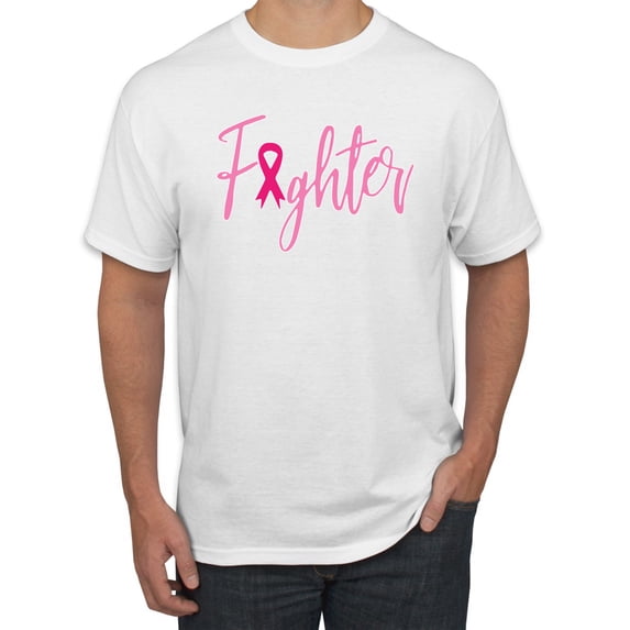 Wild Bobby, Fighter Breast Cancer Survivor, Breast Cancer Awareness, Men Graphic Tee, White, Medium