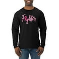 thumbnail image 1 of Wild Bobby, Fighter Breast Cancer Survivor, Breast Cancer Awareness, Men Long Sleeve Shirt, Black, Small, 1 of 4