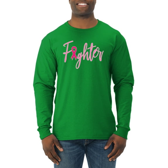 Wild Bobby, Fighter Breast Cancer Survivor, Breast Cancer Awareness, Men Long Sleeve Shirt, Kelly, XX-Large
