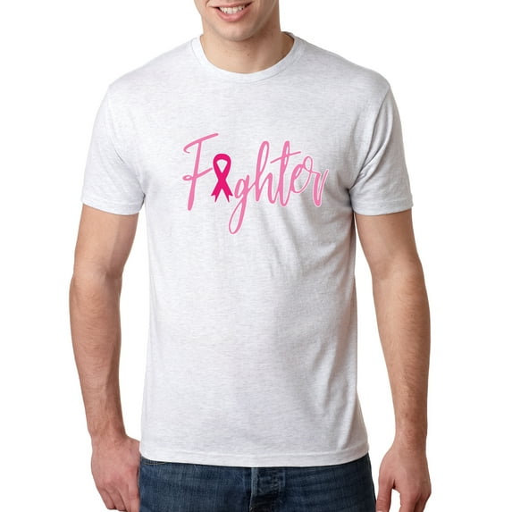 Wild Bobby, Fighter Breast Cancer Survivor, Breast Cancer Awareness, Men Premium Tri Blend Tee, Heather White, Small