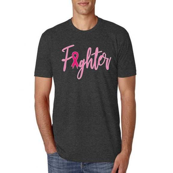 Wild Bobby, Fighter Breast Cancer Survivor, Breast Cancer Awareness, Men Premium Tri Blend Tee, Vintage Black, X-Large