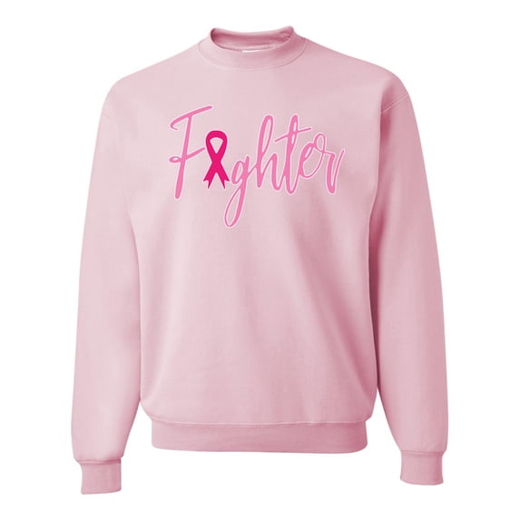 Wild Bobby, Fighter Breast Cancer Survivor, Breast Cancer Awareness, Unisex Crewneck Graphic Sweatshirt, Light Pink, XX-Large