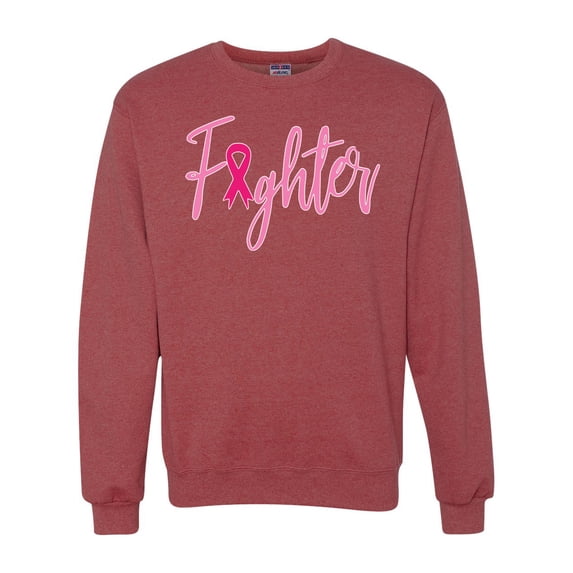 Wild Bobby, Fighter Breast Cancer Survivor, Breast Cancer Awareness, Unisex Crewneck Graphic Sweatshirt, Vintage Heather Red, X-Large