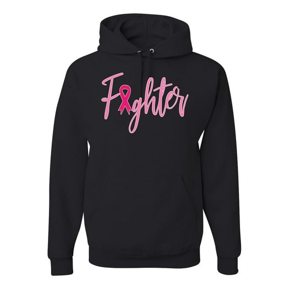 Wild Bobby, Fighter Breast Cancer Survivor, Breast Cancer Awareness, Unisex Graphic Hoodie Sweatshirt, Black, 3X-Large