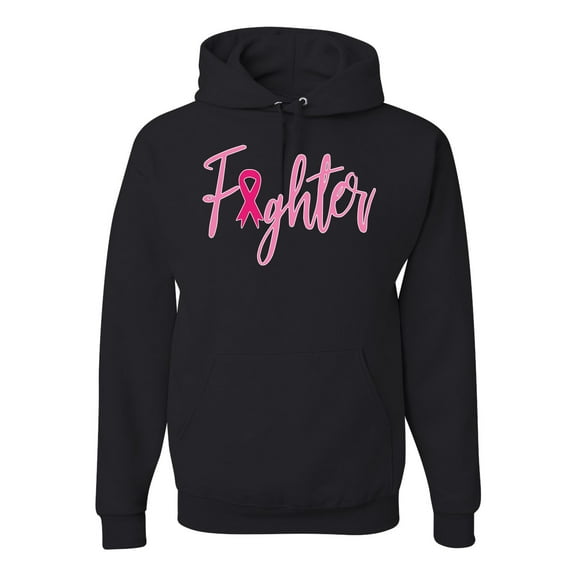 Wild Bobby, Fighter Breast Cancer Survivor, Breast Cancer Awareness, Unisex Graphic Hoodie Sweatshirt, Black, Small