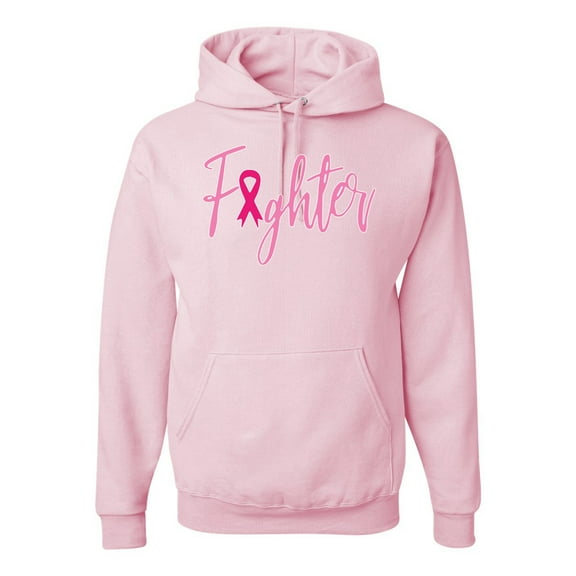 Wild Bobby, Fighter Breast Cancer Survivor, Breast Cancer Awareness, Unisex Graphic Hoodie Sweatshirt, Light Pink, X-Large