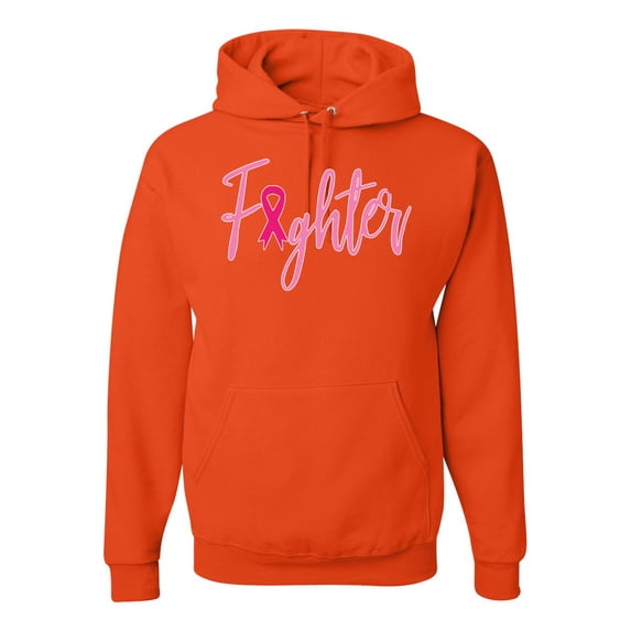 Wild Bobby, Fighter Breast Cancer Survivor, Breast Cancer Awareness, Unisex Graphic Hoodie Sweatshirt, Orange, Large