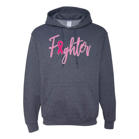Wild Bobby, Fighter Breast Cancer Survivor, Breast Cancer Awareness, Unisex Graphic Hoodie Sweatshirt, Vintage Heather Navy, 3X-Large