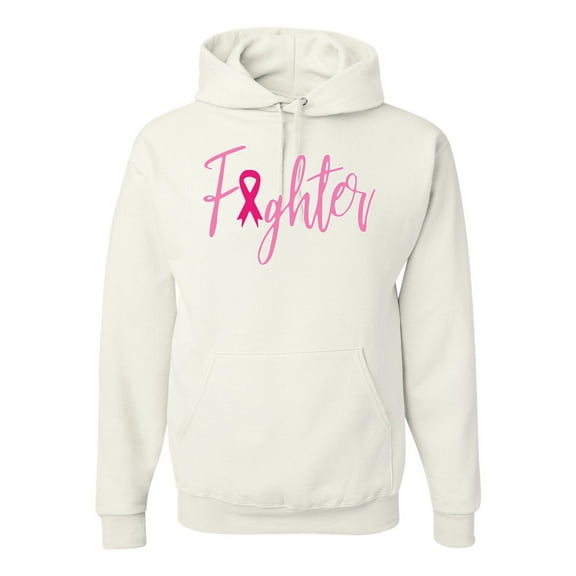 Wild Bobby, Fighter Breast Cancer Survivor, Breast Cancer Awareness, Unisex Graphic Hoodie Sweatshirt, White, Medium