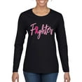 thumbnail image 1 of Wild Bobby Fighter Breast Cancer Survivor Breast Cancer Awareness Women Graphic Long Sleeve T-Shirt, Black, Small, 1 of 6