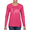 thumbnail image 1 of Wild Bobby Fighter Breast Cancer Survivor Breast Cancer Awareness Women Graphic Long Sleeve T-Shirt, Fuschia, XX-Large, 1 of 6