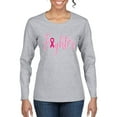 thumbnail image 1 of Wild Bobby Fighter Breast Cancer Survivor Breast Cancer Awareness Women Graphic Long Sleeve T-Shirt, Heather Grey, XX-Large, 1 of 6