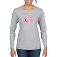 thumbnail image 1 of Wild Bobby, Fighter Breast Cancer Survivor, Breast Cancer Awareness, Women Graphic Long Sleeve Tee, Heather Grey, XX-Large, 1 of 4