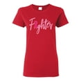 thumbnail image 1 of Wild Bobby, Fighter Breast Cancer Survivor, Breast Cancer Awareness, Women Graphic Tee, Red, Small, 1 of 4