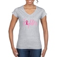 thumbnail image 1 of Wild Bobby, Fighter Breast Cancer Survivor, Breast Cancer Awareness, Women Standard V-Neck Tee, Heather Grey, Medium, 1 of 4