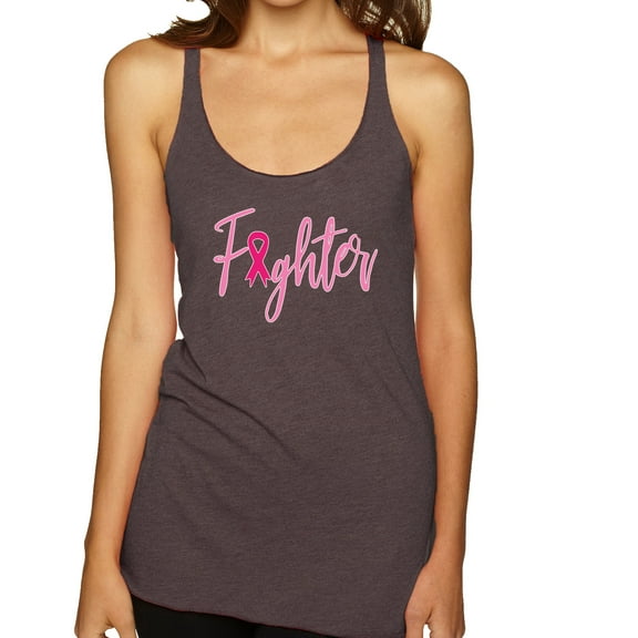 Wild Bobby, Fighter Breast Cancer Survivor, Breast Cancer Awareness, Women Tri-Blend Racerback Tank Top, Brown, X-Large