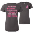 thumbnail image 1 of Wild Bobby, Fighting Cancer And Still Sexy, Breast Cancer Awareness, Front and Back Women Graphic Tee, Charcoal, Medium, 1 of 4