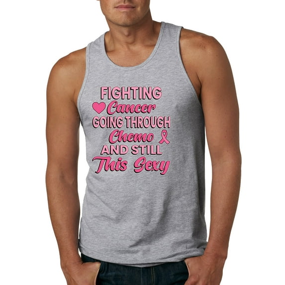 Wild Bobby, Fighting Cancer And Still Sexy, Breast Cancer Awareness, Men Graphic Tank Top, Heather Grey, Medium
