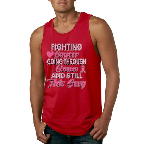 Wild Bobby, Fighting Cancer And Still Sexy, Breast Cancer Awareness, Men Graphic Tank Top, Red, Large
