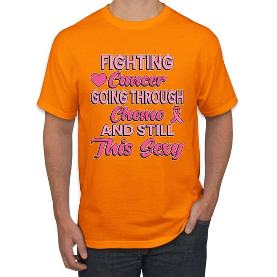 Wild Bobby, Fighting Cancer And Still Sexy, Breast Cancer Awareness, Men Graphic Tee, Orange, 3X-Large