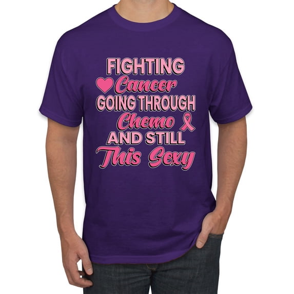 Wild Bobby, Fighting Cancer And Still Sexy, Breast Cancer Awareness, Men Graphic Tee, Purple, Small