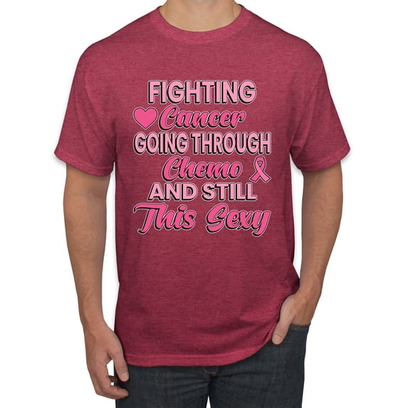Wild Bobby, Fighting Cancer And Still Sexy, Breast Cancer Awareness, Men Graphic Tee, Vintage Heather Red, 3X-Large