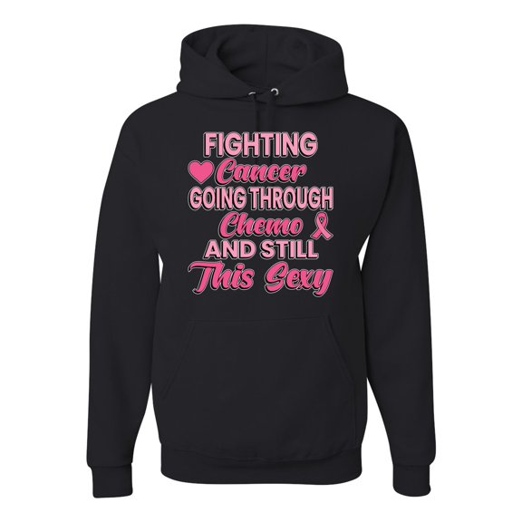 Wild Bobby, Fighting Cancer And Still Sexy, Breast Cancer Awareness, Unisex Graphic Hoodie Sweatshirt, Black, Medium