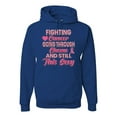 thumbnail image 1 of Wild Bobby, Fighting Cancer And Still Sexy, Breast Cancer Awareness, Unisex Graphic Hoodie Sweatshirt, Royal, Small, 1 of 5