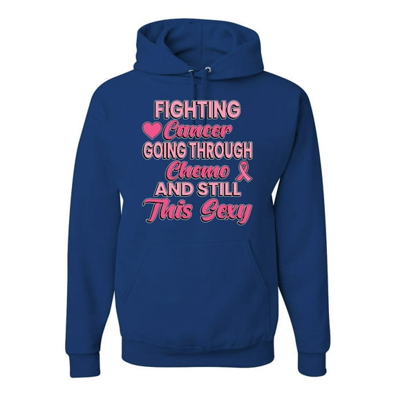 Wild Bobby, Fighting Cancer And Still Sexy, Breast Cancer Awareness, Unisex Graphic Hoodie Sweatshirt, Royal, Small