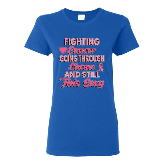 Wild Bobby, Fighting Cancer And Still Sexy, Breast Cancer Awareness, Women Graphic Tee, Royal, Large