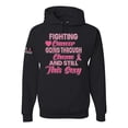 thumbnail image 1 of Wild Bobby, Fighting Cancer And Still Sexy USA Flag Sleeve Breast Cancer Awareness Unisex Hoodie Sweatshirt, Black, Small, 1 of 7