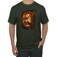 thumbnail image 1 of Wild Bobby, Fire Lion Face, Animal Lover, Men Graphic Tees, Forest Green, Large, 1 of 3