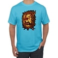 thumbnail image 1 of Wild Bobby, Fire Lion Face, Animal Lover, Men Graphic Tees, Light Turquoise, Medium, 1 of 3