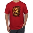 thumbnail image 1 of Wild Bobby, Fire Lion Face, Animal Lover, Men Graphic Tees, Red, Medium, 1 of 3