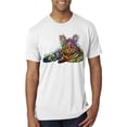 thumbnail image 1 of Wild Bobby, First We Still Your Heart Then Your Bed | Funny Neon Colorful Cat | Dean Russo Art Animal Lover Mens Premium Tri Blend T-Shirt, Heather White, Large, 1 of 6