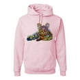 thumbnail image 1 of Wild Bobby, First We Still Your Heart Then Your Bed | Funny Neon Colorful Cat | Dean Russo Art Animal Lover Unisex Hoodie Sweatshirt, Light Pink, 3X-Large, 1 of 6