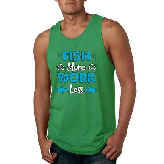 Wild Bobby, Fish More Work Less Pro Fishermen, Fishing, Men Graphic Tank Top, Kelly, XX-Large