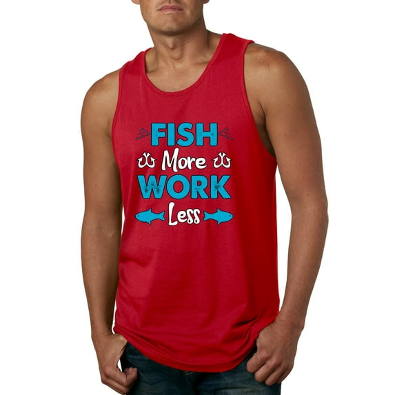 Wild Bobby, Fish More Work Less Pro Fishermen, Fishing, Men Graphic Tank Top, Red, Large