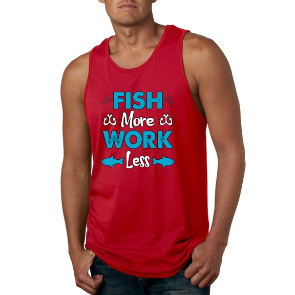 Wild Bobby, Fish More Work Less Pro Fishermen, Fishing, Men Graphic Tank Top, Red, XX-Large