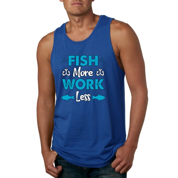 Wild Bobby, Fish More Work Less Pro Fishermen, Fishing, Men Graphic Tank Top, Royal, Large