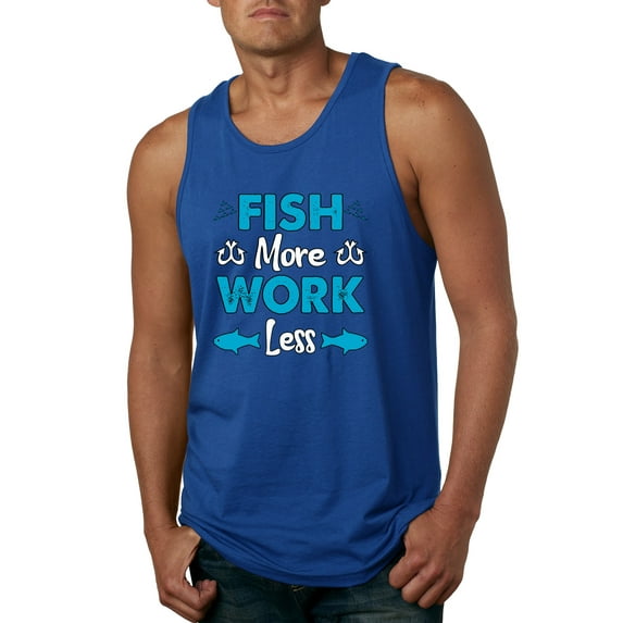 Wild Bobby, Fish More Work Less Pro Fishermen, Fishing, Men Graphic Tank Top, Royal, XX-Large