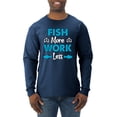 thumbnail image 1 of Wild Bobby, Fish More Work Less Pro Fishermen, Fishing, Men Long Sleeve Shirt, Vintage Heather Navy, Large, 1 of 4