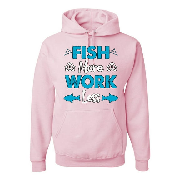 Wild Bobby, Fish More Work Less Pro Fishermen, Fishing, Unisex Graphic Hoodie Sweatshirt, Light Pink, XX-Large
