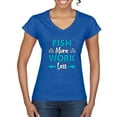 thumbnail image 1 of Wild Bobby, Fish More Work Less Pro Fishermen, Fishing, Women Standard V-Neck Tee, Royal, XX-Large, 1 of 4