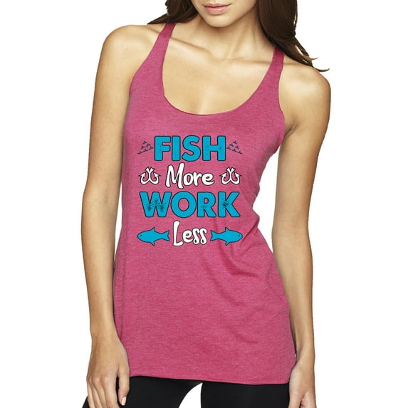 Wild Bobby, Fish More Work Less Pro Fishermen, Fishing, Women Tri-Blend Racerback Tank Top, Vintage Pink, Large